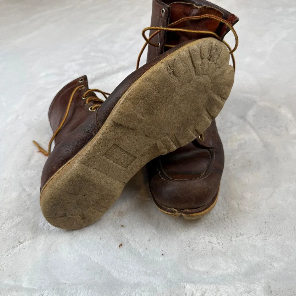 Vintage Red Wing Irish Setter Mens Brown Leather Moc Toe Work Boots Crepe Sole